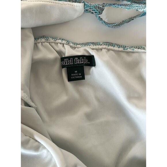 Wild Fable Women's Crochet Slip Halter Lace Cover Up Dress M Aqua Blue - Picture 9 of 10